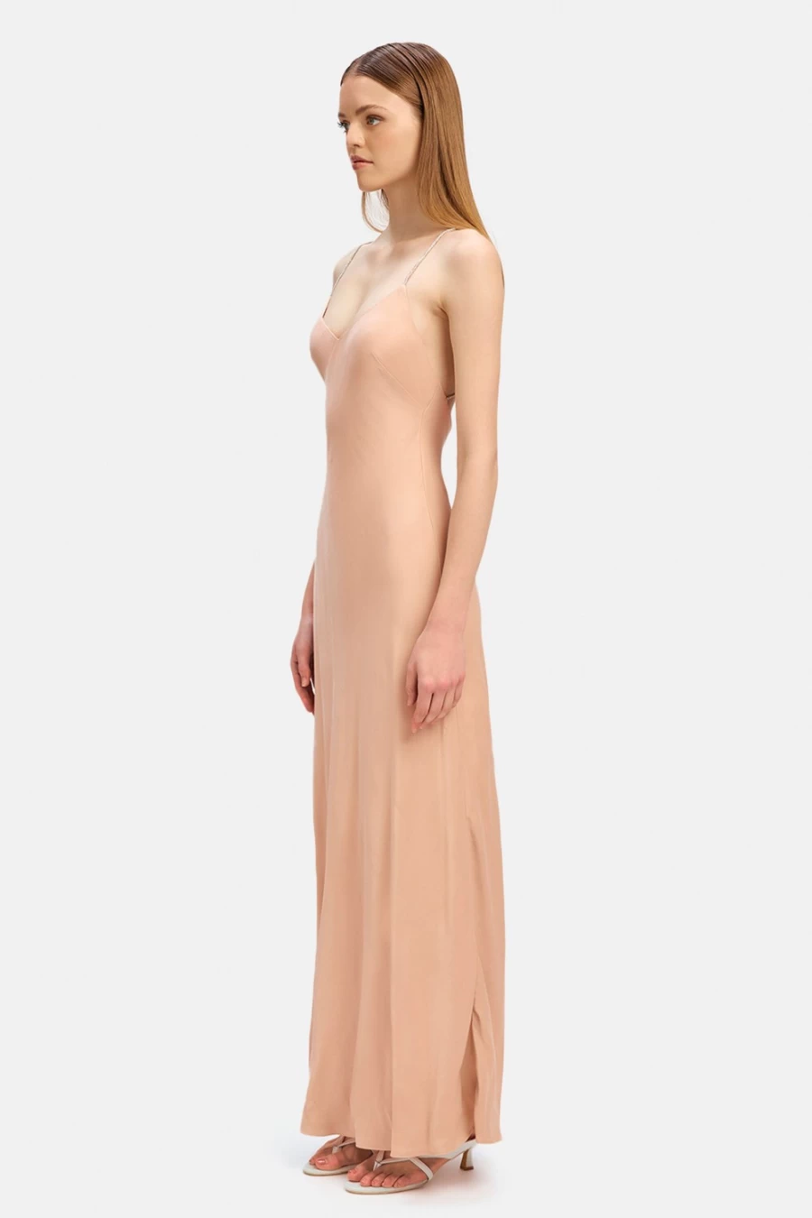 Bardot Women's Esme Diamonte Trim Slip Dress in Blush Nude - Elegant Lace Detail Nightgown