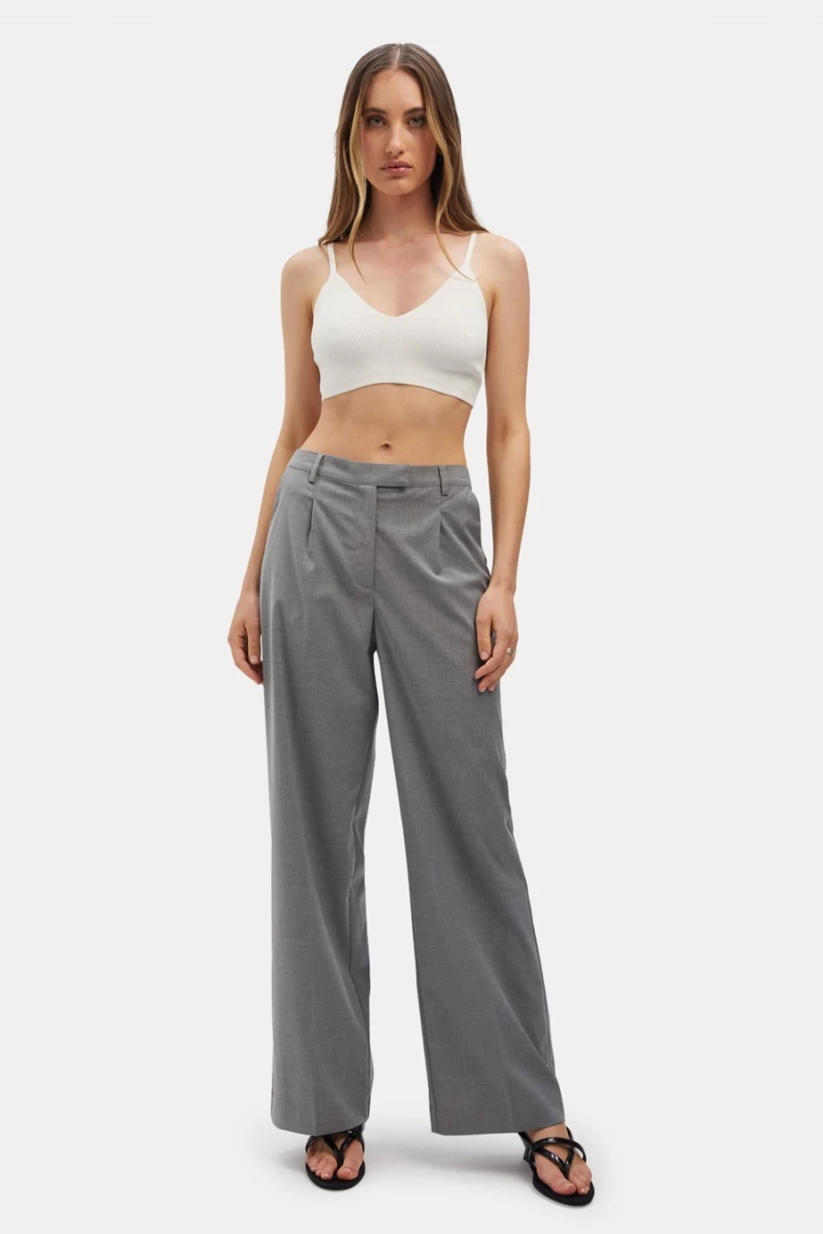 Bardot Women's Sacha Pant in Dusk Grey - High Waisted Trousers for Women