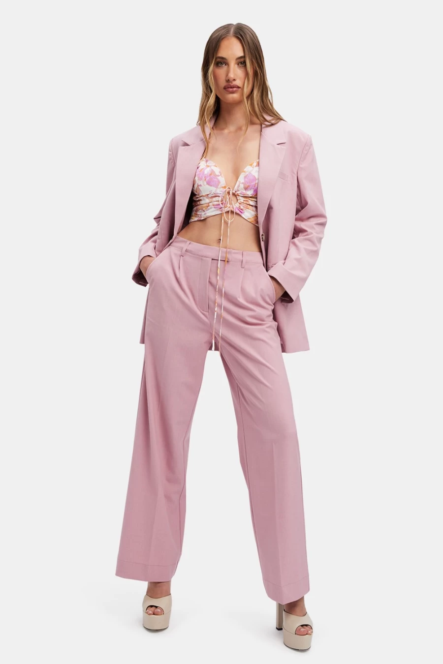 Bardot Women's Mirabella Suit Pant in Dusty Rose - Tailored Formal Trousers
