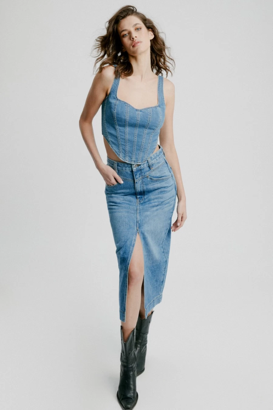 Bardot Women's Vintage Blue Jonah Midi Denim Skirt