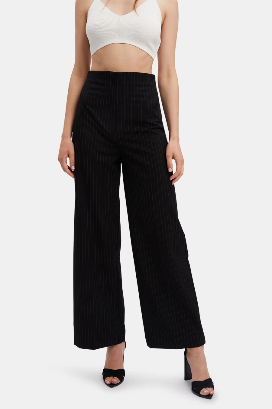 Bardot Women's Black & White Pin Stripe Wide Leg Pants