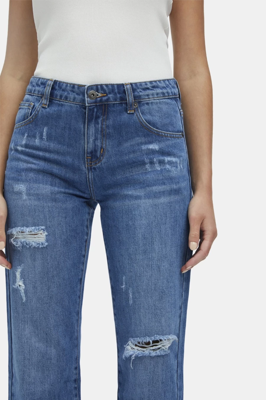 Bardot Women's Vintage Lola High-Rise Hipster Straight Leg Jeans
