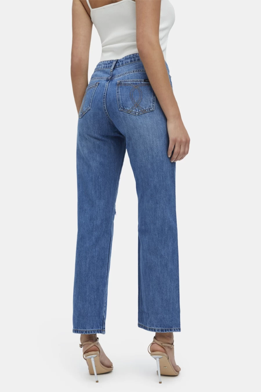 Bardot Women's Vintage Lola High-Rise Hipster Straight Leg Jeans