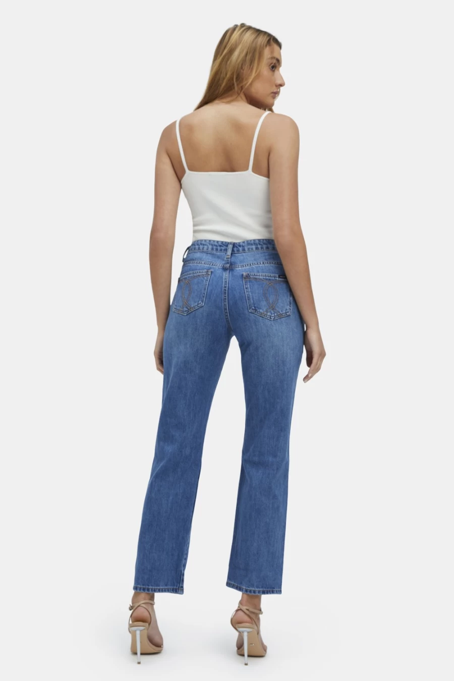 Bardot Women's Vintage Lola High-Rise Hipster Straight Leg Jeans