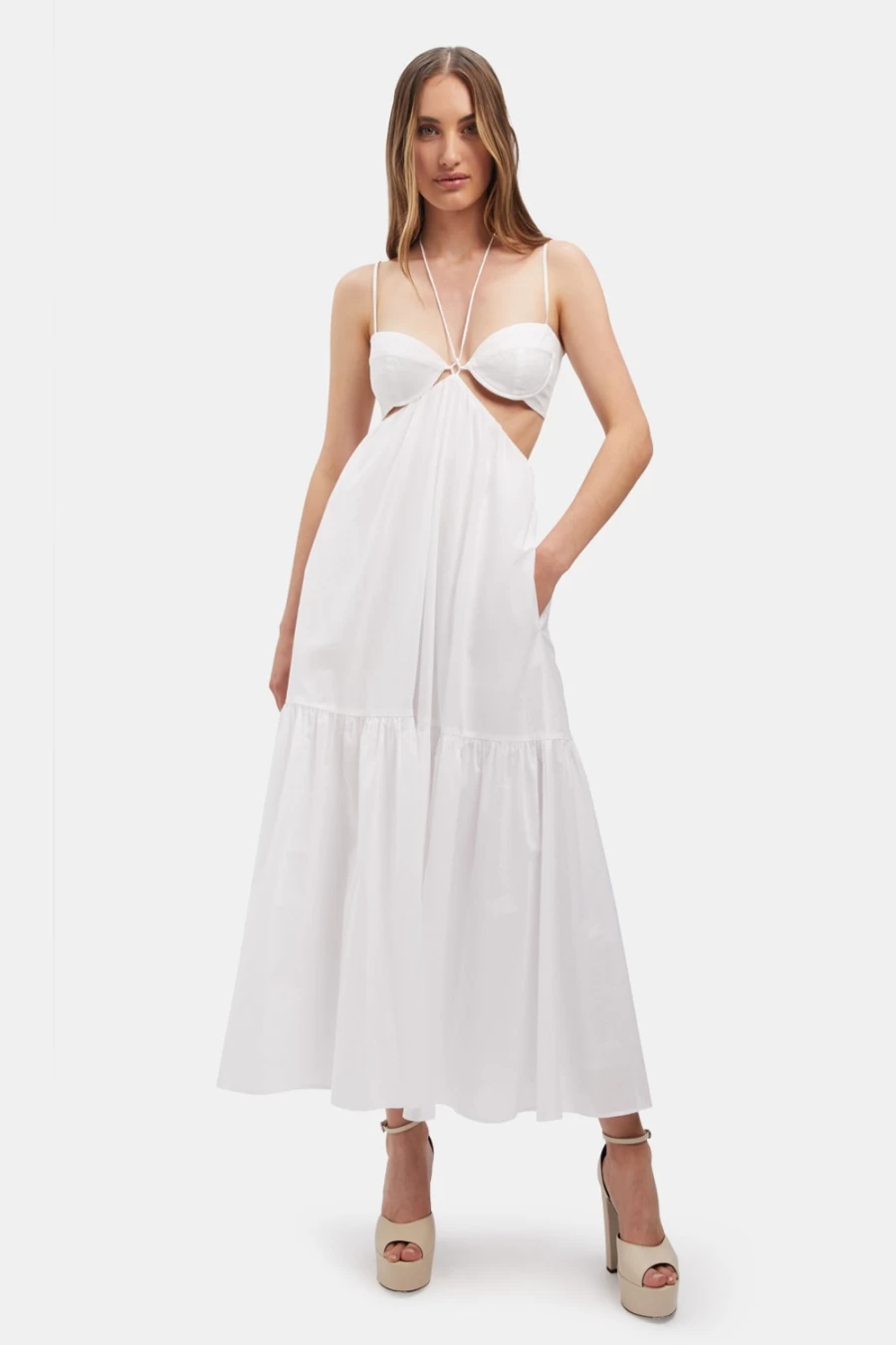Bardot Women's Willow Midi Dress in Orchid White - Flowy Boho Chic Style