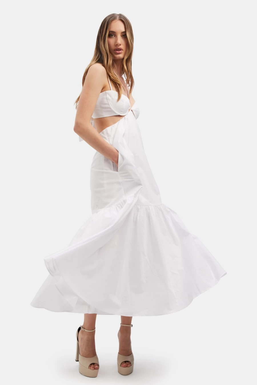 Bardot Women's Willow Midi Dress in Orchid White - Flowy Boho Chic Style