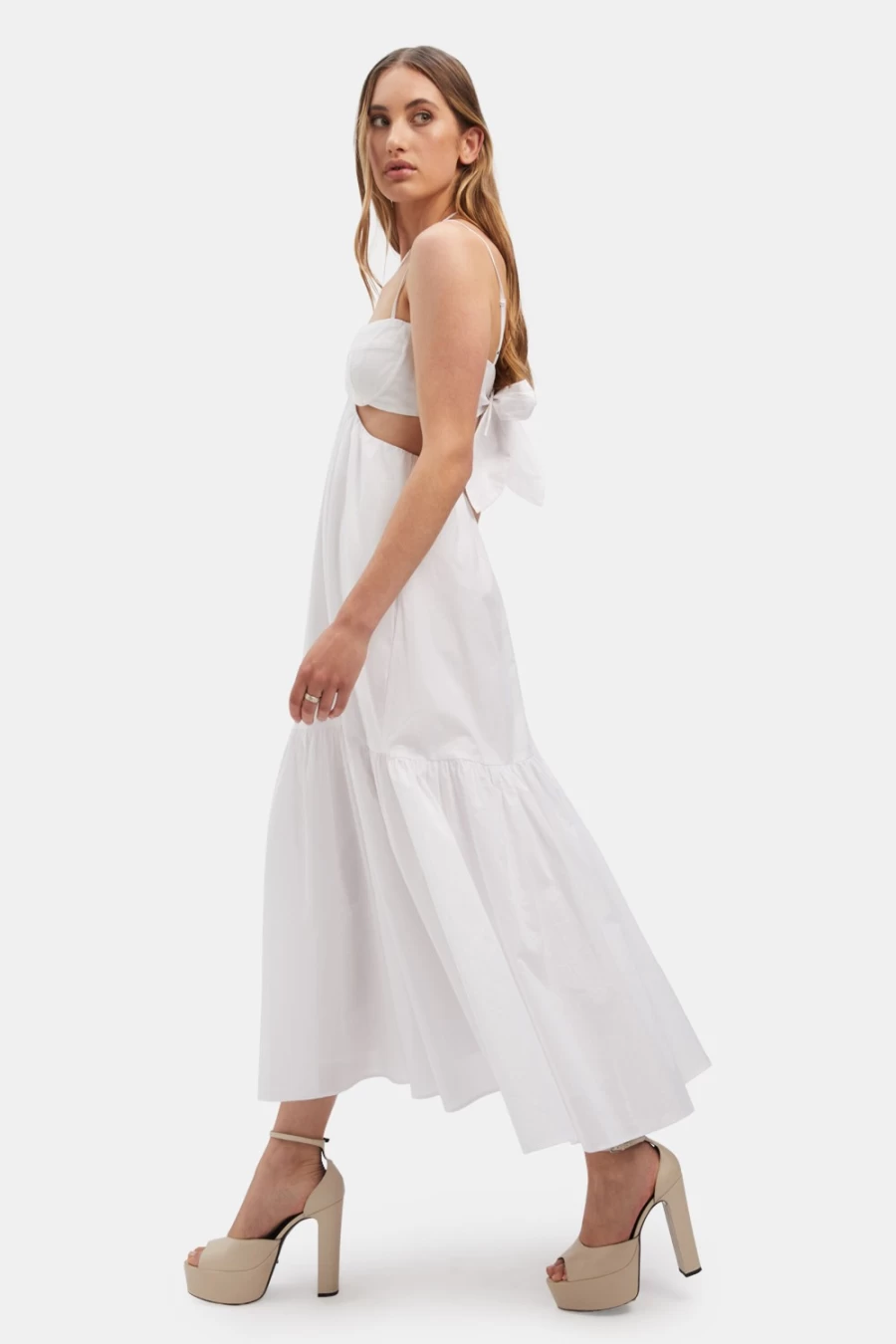 Bardot Women's Willow Midi Dress in Orchid White - Flowy Boho Chic Style